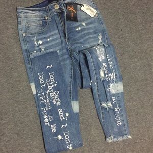 Denim printed jeans